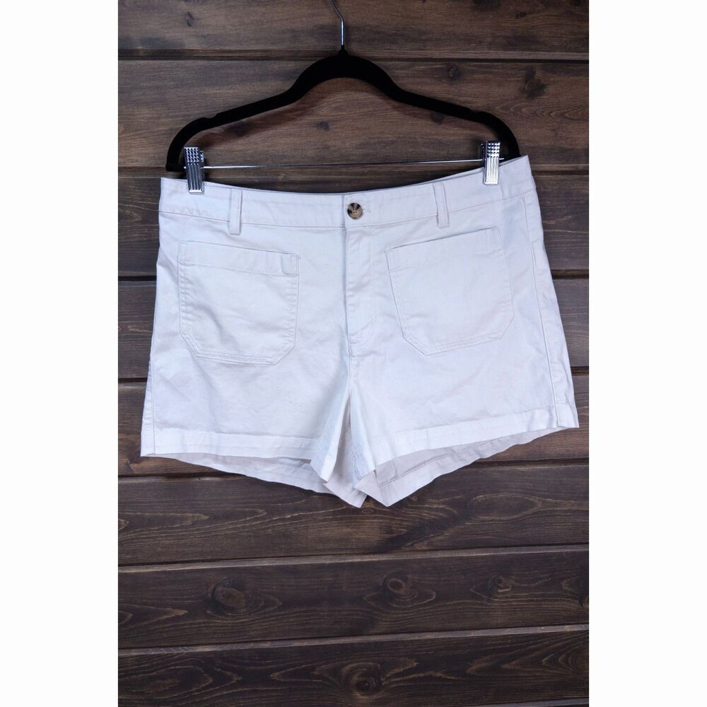 Quince Womens Organic Cotton Stretch Cotton Patch Pocket Chino Shorts Frost 12